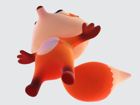 Adorable cartoon-style fox in T-pose 3D Модель