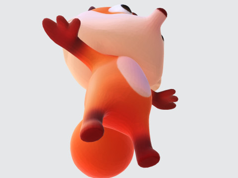 Adorable cartoon-style fox in T-pose 3D Модель