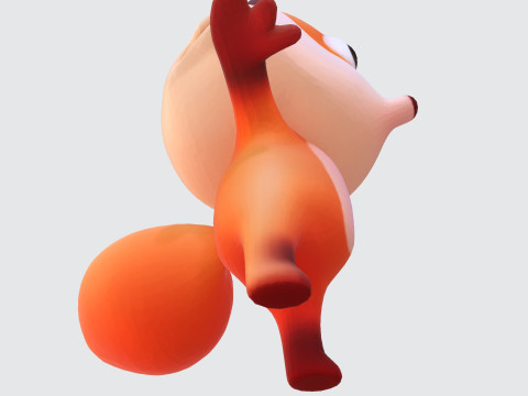 Adorable cartoon-style fox in T-pose 3D Модель