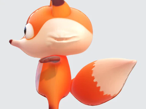 Adorable cartoon-style fox in T-pose 3D Model