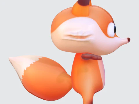 Adorable cartoon-style fox in T-pose 3D Model