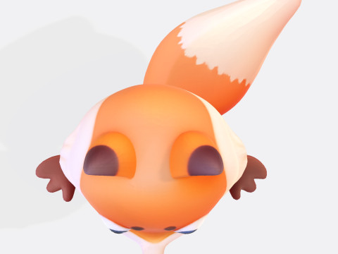 Adorable cartoon-style fox in T-pose 3D Модель