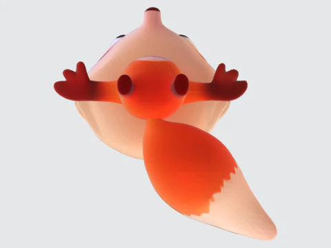 Adorable cartoon-style fox in T-pose 3D Model