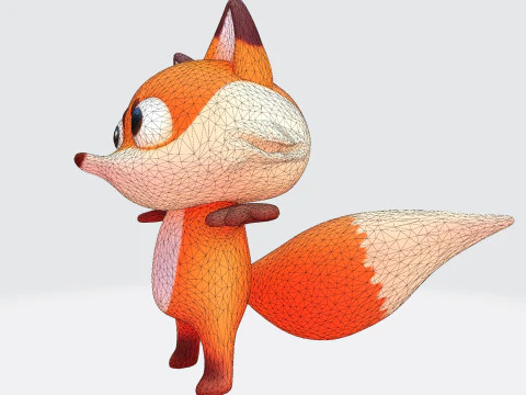 Adorable cartoon-style fox in T-pose 3D Model