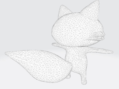 Adorable cartoon-style fox in T-pose 3D Модель