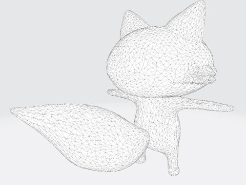 Adorable cartoon-style fox in T-pose 3D Model
