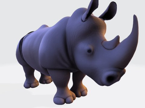 Stylized Rhino Rig-Ready for Animation 3D Printing Game Design 3D Model