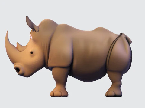 Stylized Rhino Rig-Ready for Animation 3D Printing Game Design 3D Model