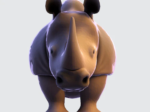 Stylized Rhino Rig-Ready for Animation 3D Printing Game Design 3D Model