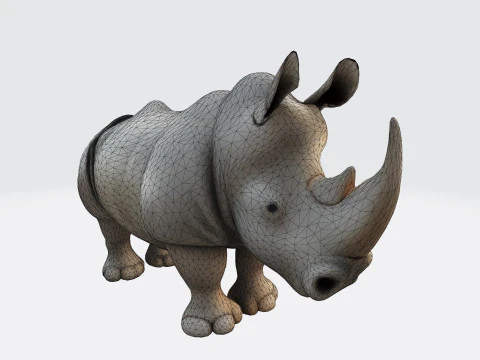 Stylized Rhino Rig-Ready for Animation 3D Printing Game Design 3D Model