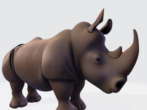 Stylized Rhino Rig-Ready for Animation 3D Printing Game Design 3D Model
