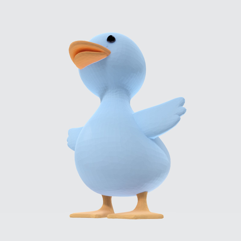 Cartoon Blue Duck Rigged for Animation Games and 3D Printing 3D Model .c4d .max .obj .3ds .fbx .stl .blend 