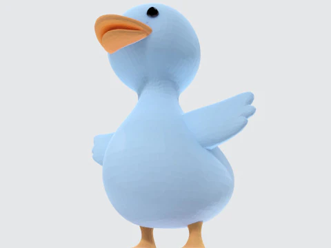 Cartoon Blue Duck Rigged for Animation Games and 3D Printing 3D Model