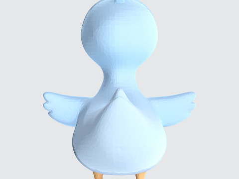 Cartoon Blue Duck Rigged for Animation Games and 3D Printing 3D Model