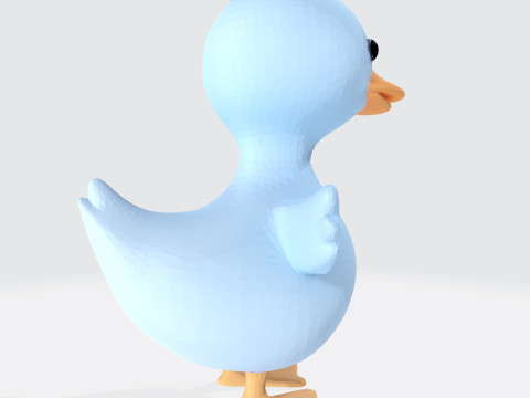 Cartoon Blue Duck Rigged for Animation Games and 3D Printing 3D Model