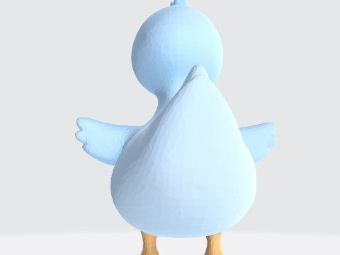 Cartoon Blue Duck Rigged for Animation Games and 3D Printing 3D Model