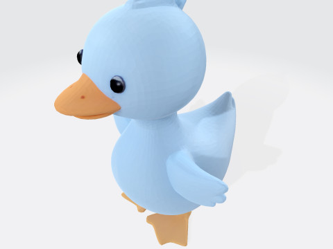 Cartoon Blue Duck Rigged for Animation Games and 3D Printing 3D Model