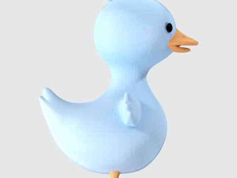 Cartoon Blue Duck Rigged for Animation Games and 3D Printing 3D Model