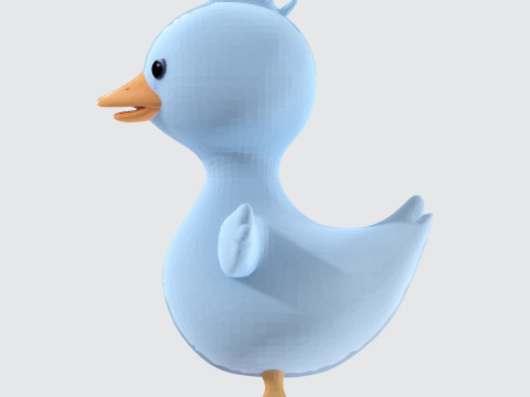 Cartoon Blue Duck Rigged for Animation Games and 3D Printing 3D Model