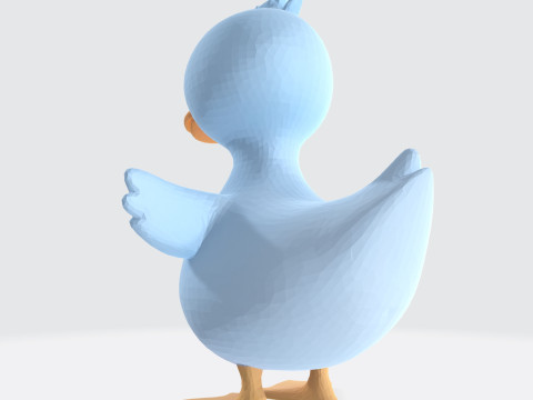Cartoon Blue Duck Rigged for Animation Games and 3D Printing 3D Model