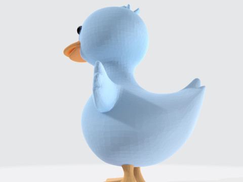 Cartoon Blue Duck Rigged for Animation Games and 3D Printing 3D Model