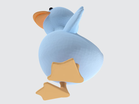 Cartoon Blue Duck Rigged for Animation Games and 3D Printing 3D Model