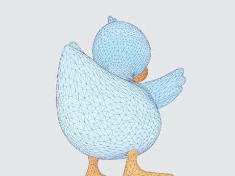 Cartoon Blue Duck Rigged for Animation Games and 3D Printing 3D Model