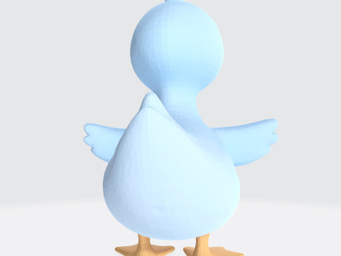 Cartoon Blue Duck Rigged for Animation Games and 3D Printing 3D Model