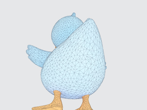 Cartoon Blue Duck Rigged for Animation Games and 3D Printing 3D Model
