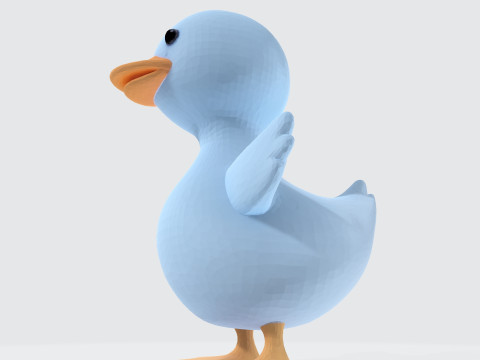Cartoon Blue Duck Rigged for Animation Games and 3D Printing 3D Model
