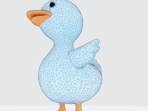Cartoon Blue Duck Rigged for Animation Games and 3D Printing 3D Model