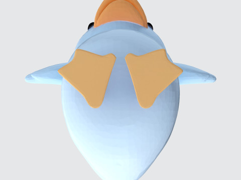Cartoon Blue Duck Rigged for Animation Games and 3D Printing 3D Model