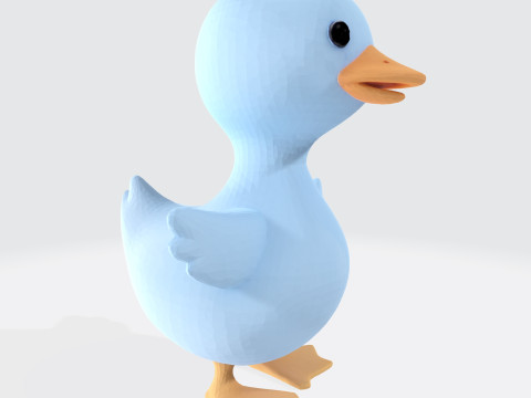 Cartoon Blue Duck Rigged for Animation Games and 3D Printing 3D Model