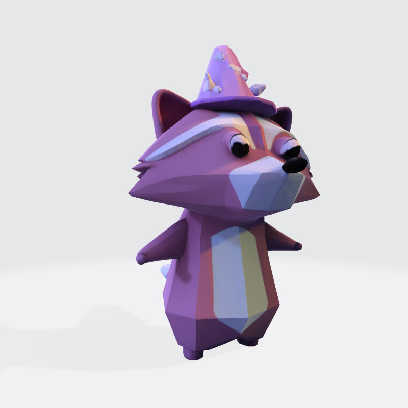 Cartoon Raccoon Low-Poly Rigging-Ready Printable for Games Animation Indie Projects Modello 3D .c4d .max .obj .3ds .fbx .stl .blend