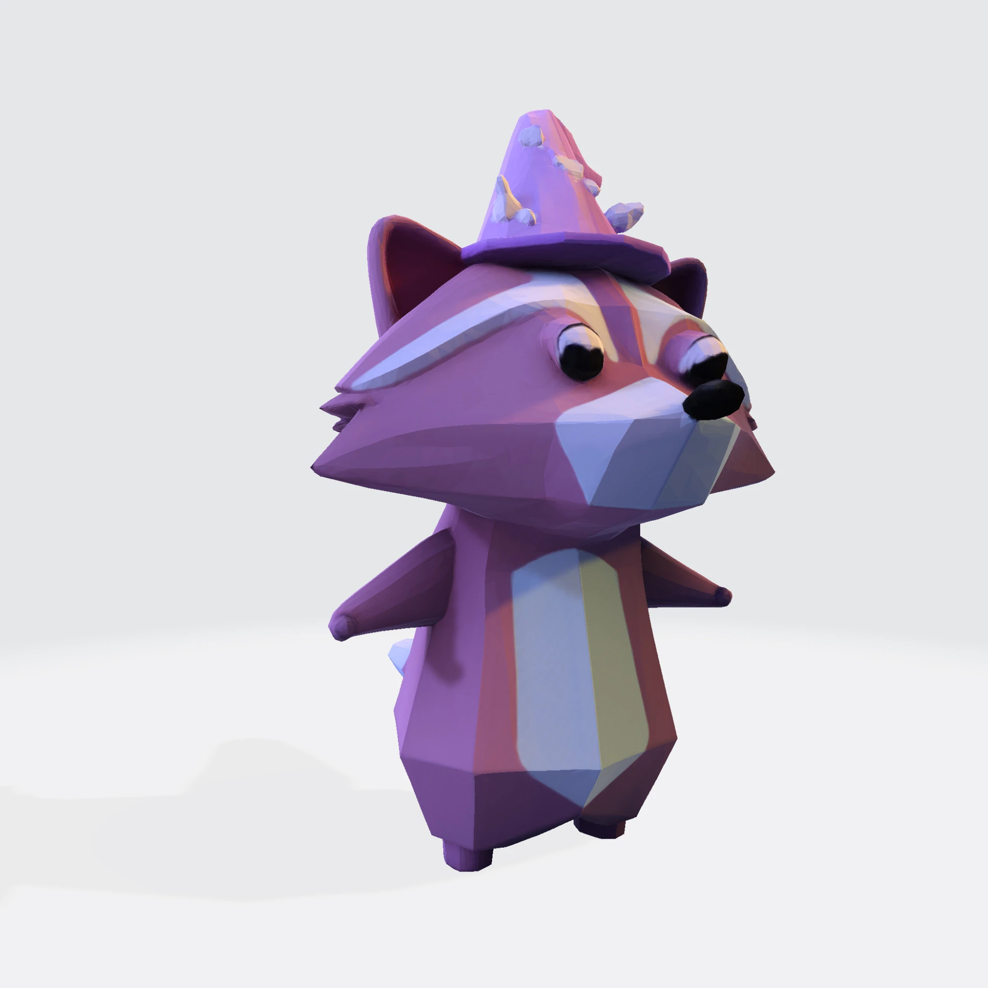 Cartoon Raccoon Low-Poly Rigging-Ready Printable for Games Animation Indie Projects 3D Model .c4d .max .obj .3ds .fbx .stl .blend 