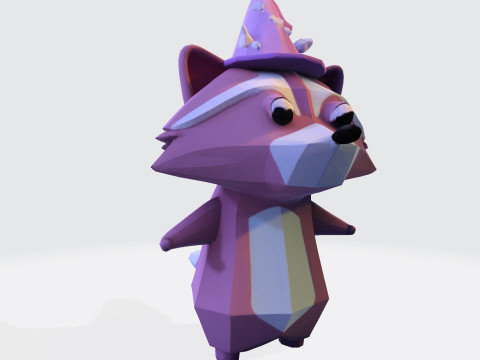 Cartoon Raccoon Low-Poly Rigging-Ready Printable for Games Animation Indie Projects Modello 3D