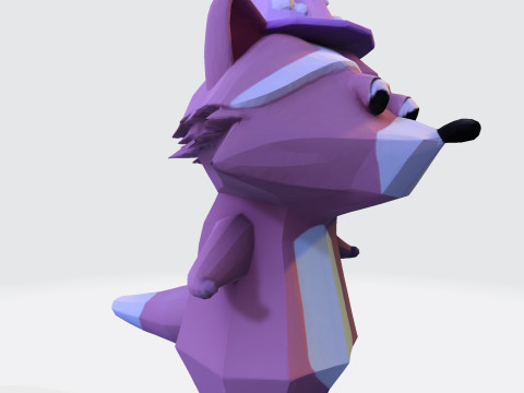 Cartoon Raccoon Low-Poly Rigging-Ready Printable for Games Animation Indie Projects Modello 3D