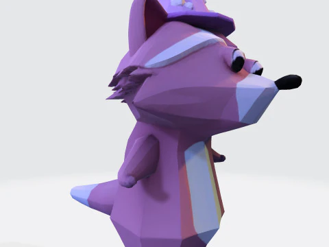 Cartoon Raccoon Low-Poly Rigging-Ready Printable for Games Animation Indie Projects 3D Model