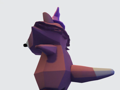 Cartoon Raccoon Low-Poly Rigging-Ready Printable for Games Animation Indie Projects 3D Model