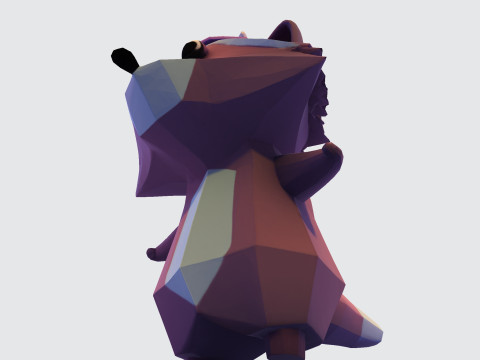 Cartoon Raccoon Low-Poly Rigging-Ready Printable for Games Animation Indie Projects Modello 3D