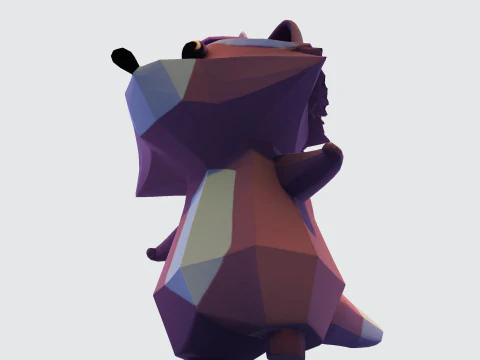 Cartoon Raccoon Low-Poly Rigging-Ready Printable for Games Animation Indie Projects 3D Model