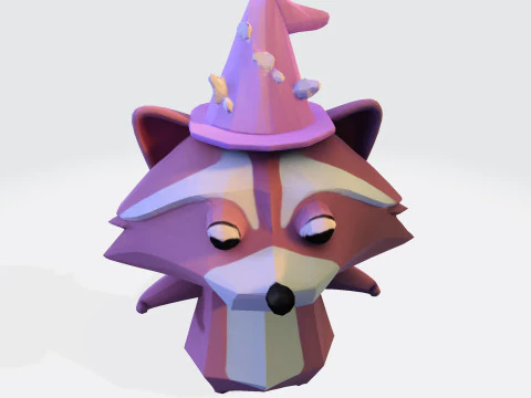 Cartoon Raccoon Low-Poly Rigging-Ready Printable for Games Animation Indie Projects 3D Model
