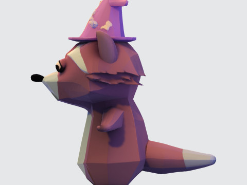 Cartoon Raccoon Low-Poly Rigging-Ready Printable for Games Animation Indie Projects Modello 3D