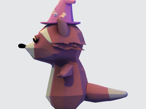 Cartoon Raccoon Low-Poly Rigging-Ready Printable for Games Animation Indie Projects 3D Model