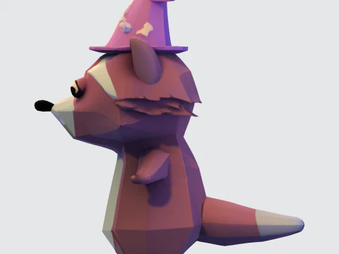 Cartoon Raccoon Low-Poly Rigging-Ready Printable for Games Animation Indie Projects 3D Model