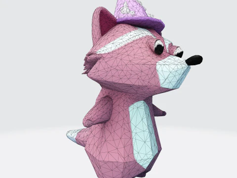 Cartoon Raccoon Low-Poly Rigging-Ready Printable for Games Animation Indie Projects 3D Model