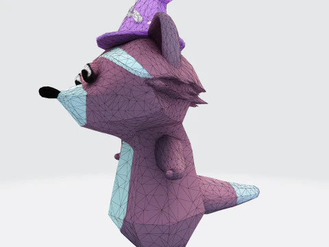 Cartoon Raccoon Low-Poly Rigging-Ready Printable for Games Animation Indie Projects 3D Model