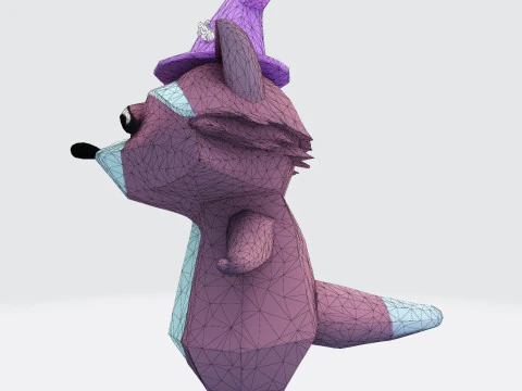 Cartoon Raccoon Low-Poly Rigging-Ready Printable for Games Animation Indie Projects 3D Model
