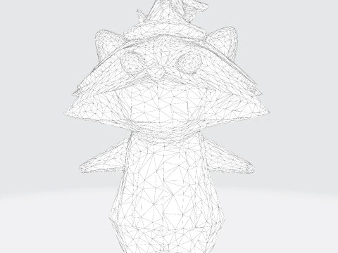 Cartoon Raccoon Low-Poly Rigging-Ready Printable for Games Animation Indie Projects 3D Model