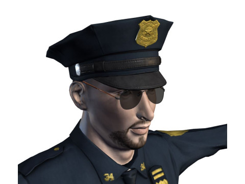 लो पॉली पुलिस ऑफिसर 3डी कैरेक्टर गेम रेडी रिग्ड एनिमेटेड यूनिटी अनरियल ब्लेंडर 3D मॉडल